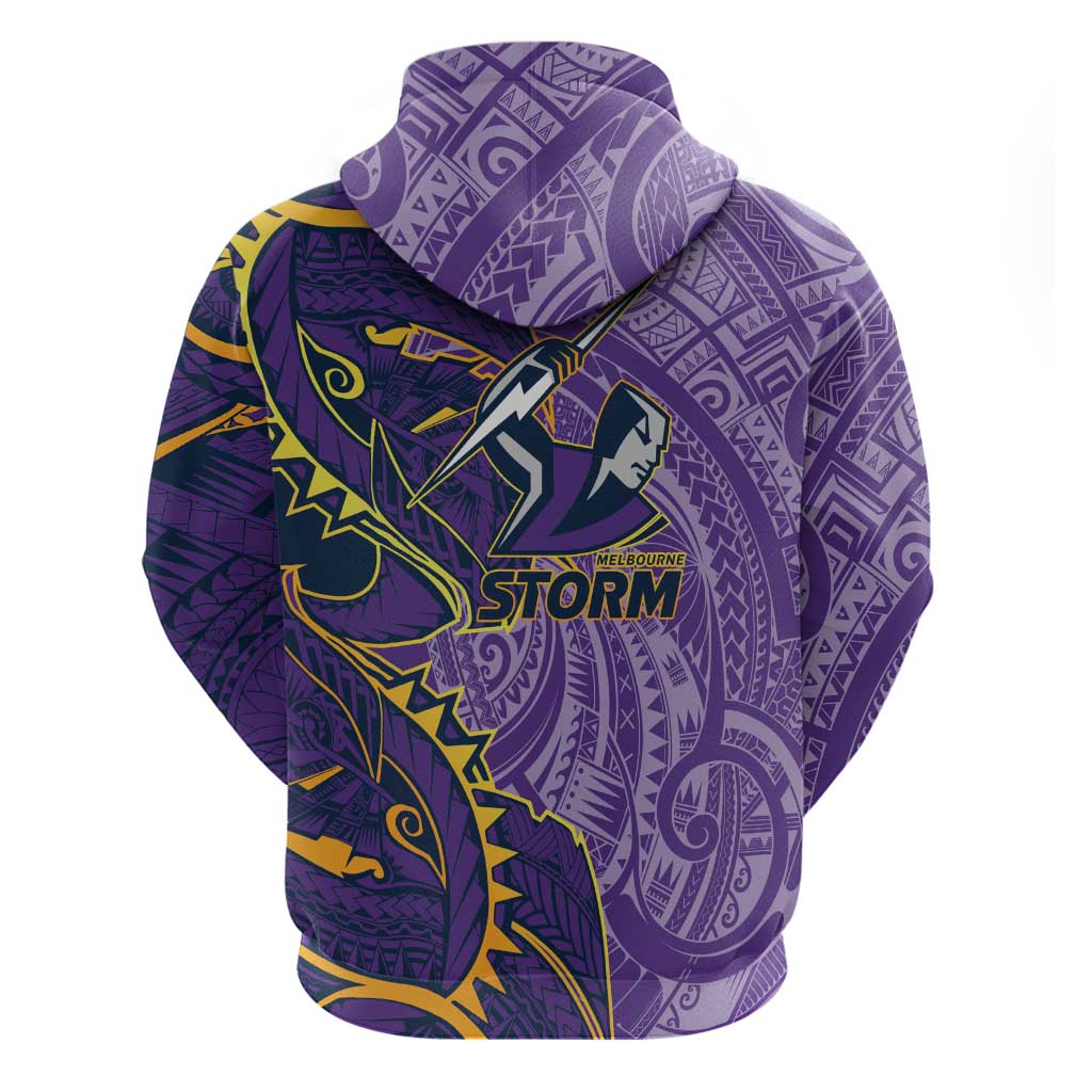 Melbourne Storm Zip Hoodie Polynesian Tribal Tattoo Pacific Sport Art