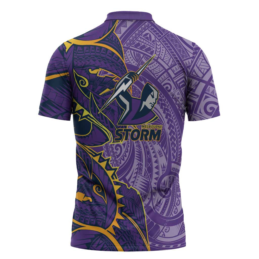 Melbourne Storm Zipper Polo Shirt Polynesian Tribal Tattoo Pacific Sport Art