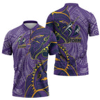 Melbourne Storm Zipper Polo Shirt Polynesian Tribal Tattoo Pacific Sport Art
