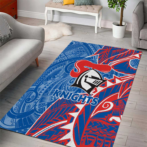 Newcastle Knights Area Rug Polynesian Tribal Tattoo Pacific Sport Art