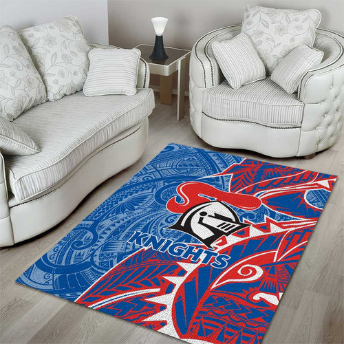 Newcastle Knights Area Rug Polynesian Tribal Tattoo Pacific Sport Art