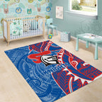 Newcastle Knights Area Rug Polynesian Tribal Tattoo Pacific Sport Art