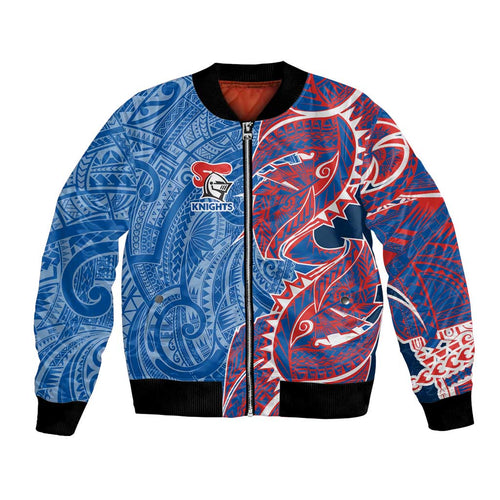 Newcastle Knights Bomber Jacket Polynesian Tribal Tattoo Pacific Sport Art