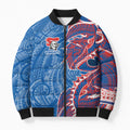 Newcastle Knights Bomber Puffer Jacket Polynesian Tribal Tattoo Pacific Sport Art