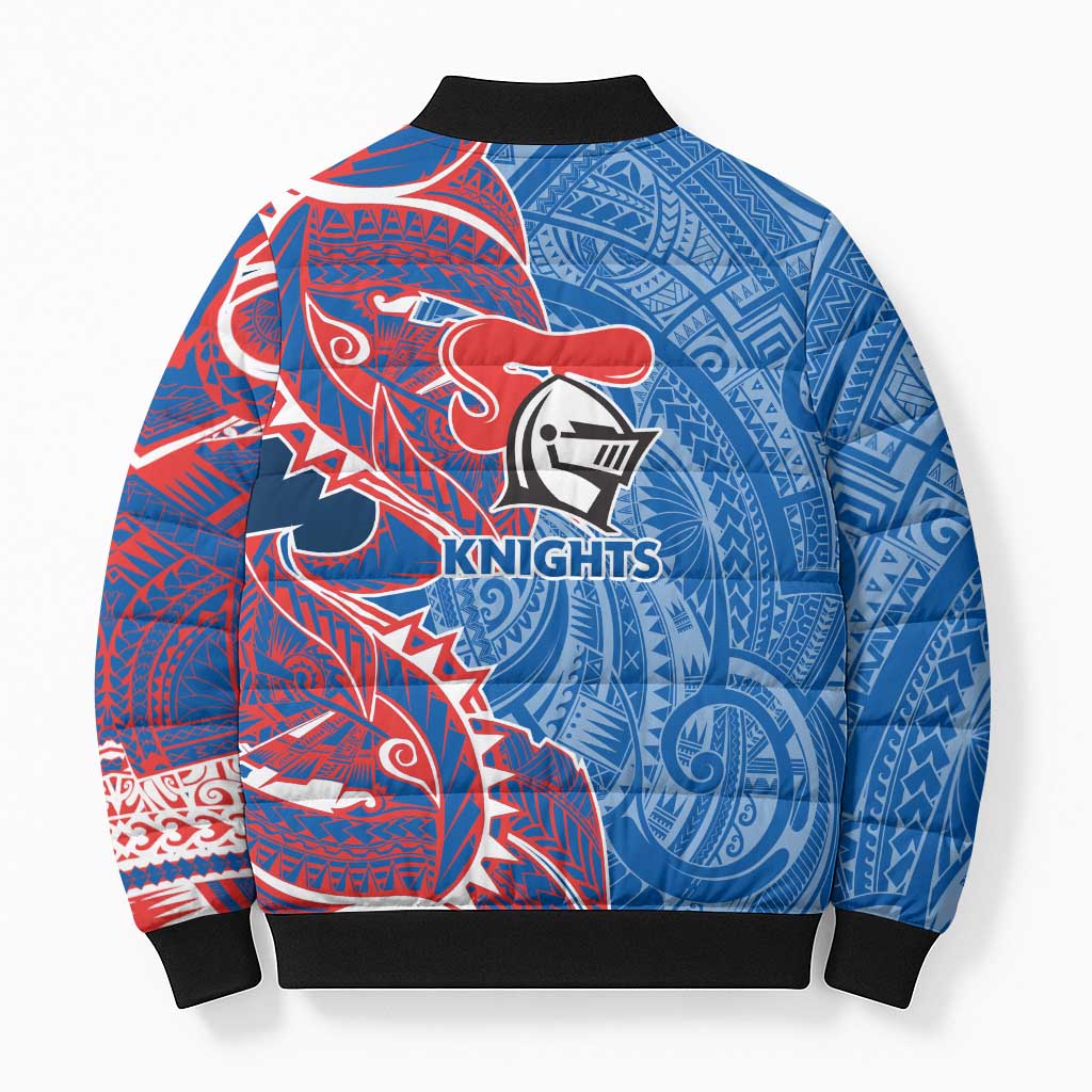 Newcastle Knights Bomber Puffer Jacket Polynesian Tribal Tattoo Pacific Sport Art