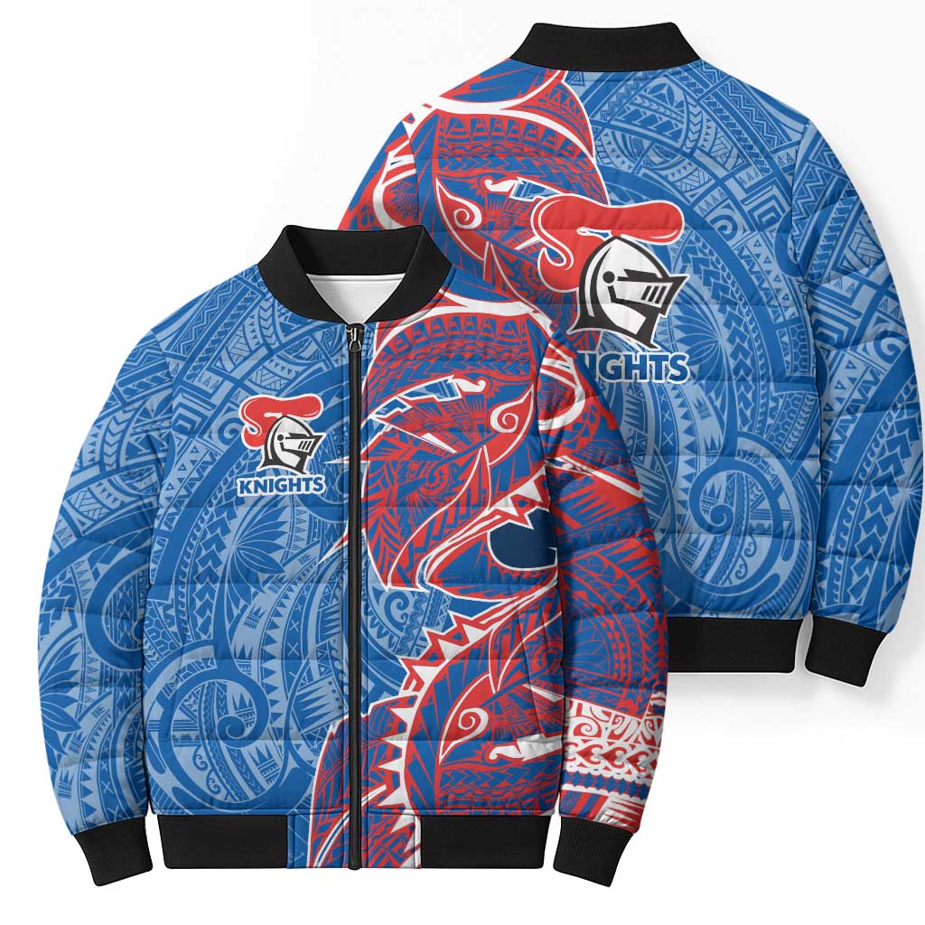 Newcastle Knights Bomber Puffer Jacket Polynesian Tribal Tattoo Pacific Sport Art