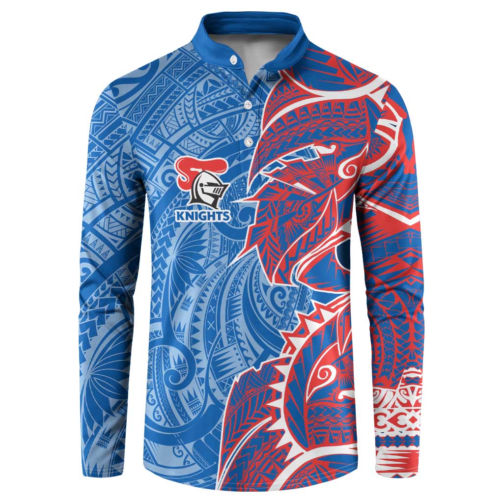 Newcastle Knights Button Sweatshirt Polynesian Tribal Tattoo Pacific Sport Art
