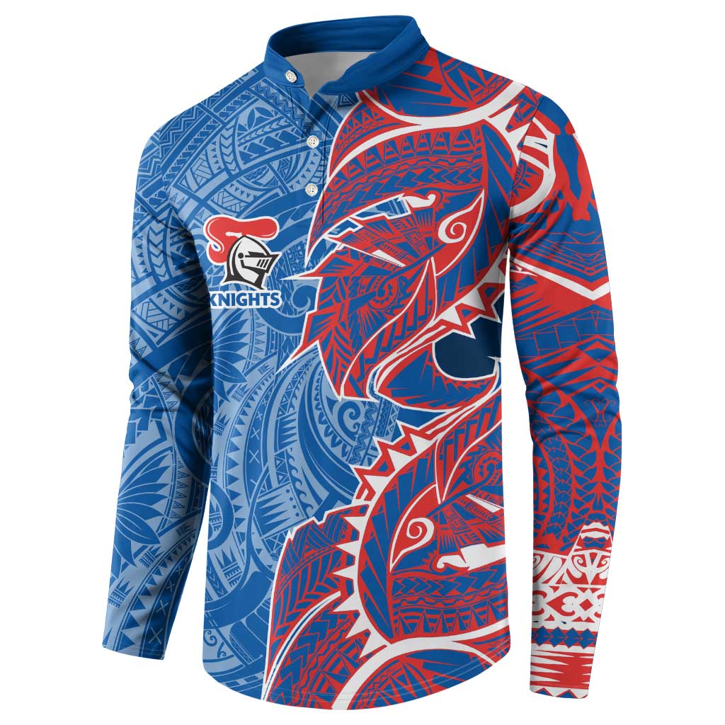 Newcastle Knights Button Sweatshirt Polynesian Tribal Tattoo Pacific Sport Art