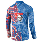 Newcastle Knights Button Sweatshirt Polynesian Tribal Tattoo Pacific Sport Art