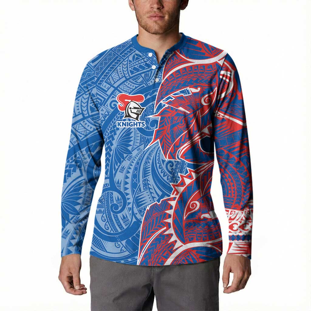 Newcastle Knights Button Sweatshirt Polynesian Tribal Tattoo Pacific Sport Art