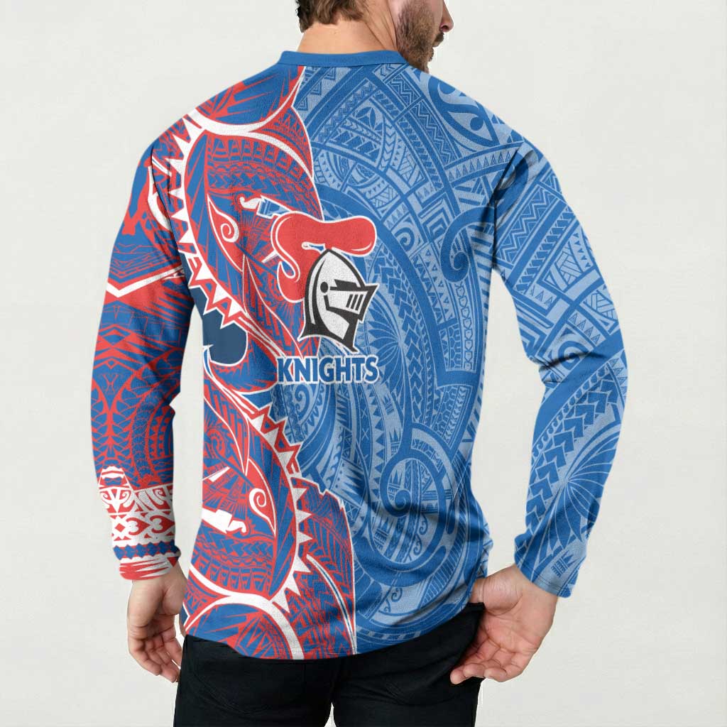 Newcastle Knights Button Sweatshirt Polynesian Tribal Tattoo Pacific Sport Art