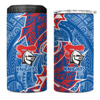 Newcastle Knights 4 in 1 Can Cooler Tumbler Polynesian Tribal Tattoo Pacific Sport Art
