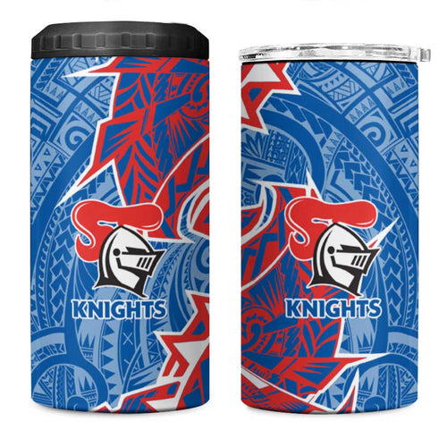 Newcastle Knights 4 in 1 Can Cooler Tumbler Polynesian Tribal Tattoo Pacific Sport Art