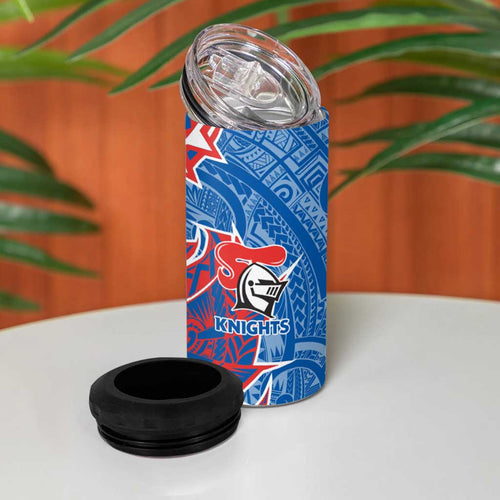 Newcastle Knights 4 in 1 Can Cooler Tumbler Polynesian Tribal Tattoo Pacific Sport Art