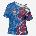 Newcastle Knights Cross Shoulder Shirt Polynesian Tribal Tattoo Pacific Sport Art