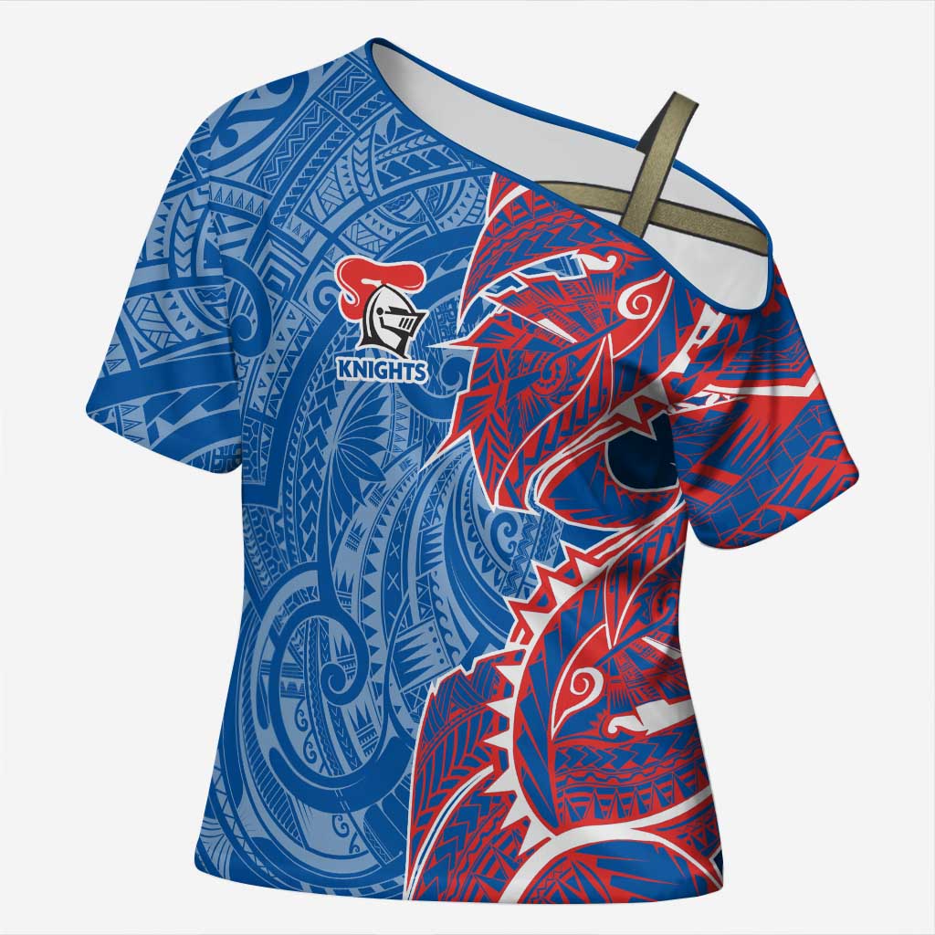 Newcastle Knights Cross Shoulder Shirt Polynesian Tribal Tattoo Pacific Sport Art