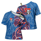 Newcastle Knights Cross Shoulder Shirt Polynesian Tribal Tattoo Pacific Sport Art