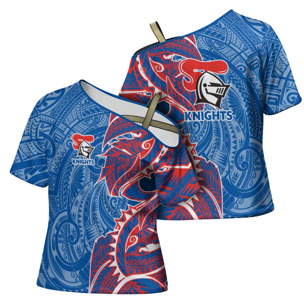 Newcastle Knights Cross Shoulder Shirt Polynesian Tribal Tattoo Pacific Sport Art