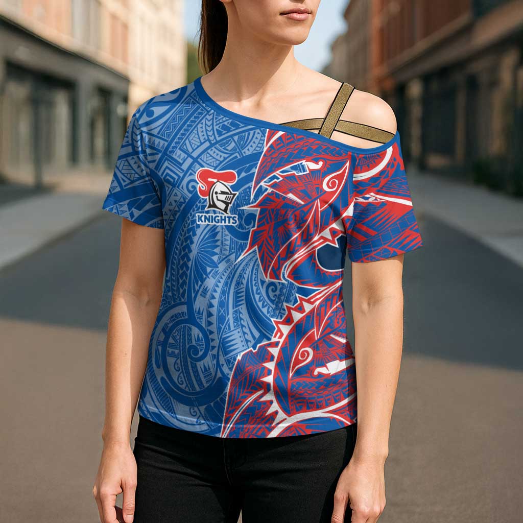 Newcastle Knights Cross Shoulder Shirt Polynesian Tribal Tattoo Pacific Sport Art