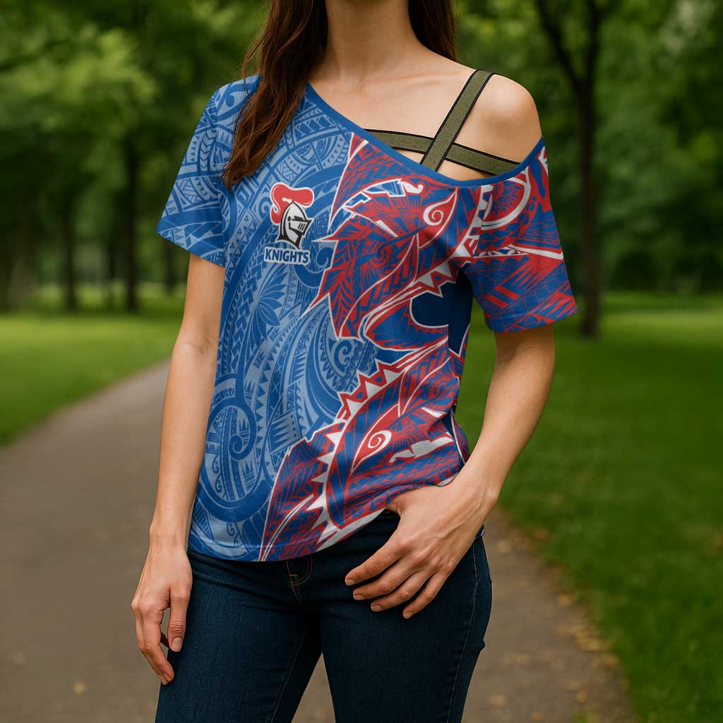 Newcastle Knights Cross Shoulder Shirt Polynesian Tribal Tattoo Pacific Sport Art