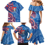Newcastle Knights Family Matching Mermaid Dress and Hawaiian Shirt Polynesian Tribal Tattoo Pacific Sport Art