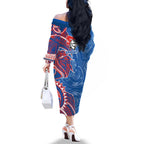 Newcastle Knights Family Matching Off The Shoulder Long Sleeve Dress and Hawaiian Shirt Polynesian Tribal Tattoo Pacific Sport Art