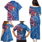 Newcastle Knights Family Matching Puletasi and Hawaiian Shirt Polynesian Tribal Tattoo Pacific Sport Art