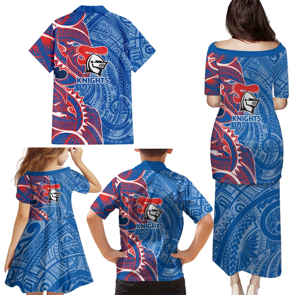 Newcastle Knights Family Matching Puletasi and Hawaiian Shirt Polynesian Tribal Tattoo Pacific Sport Art