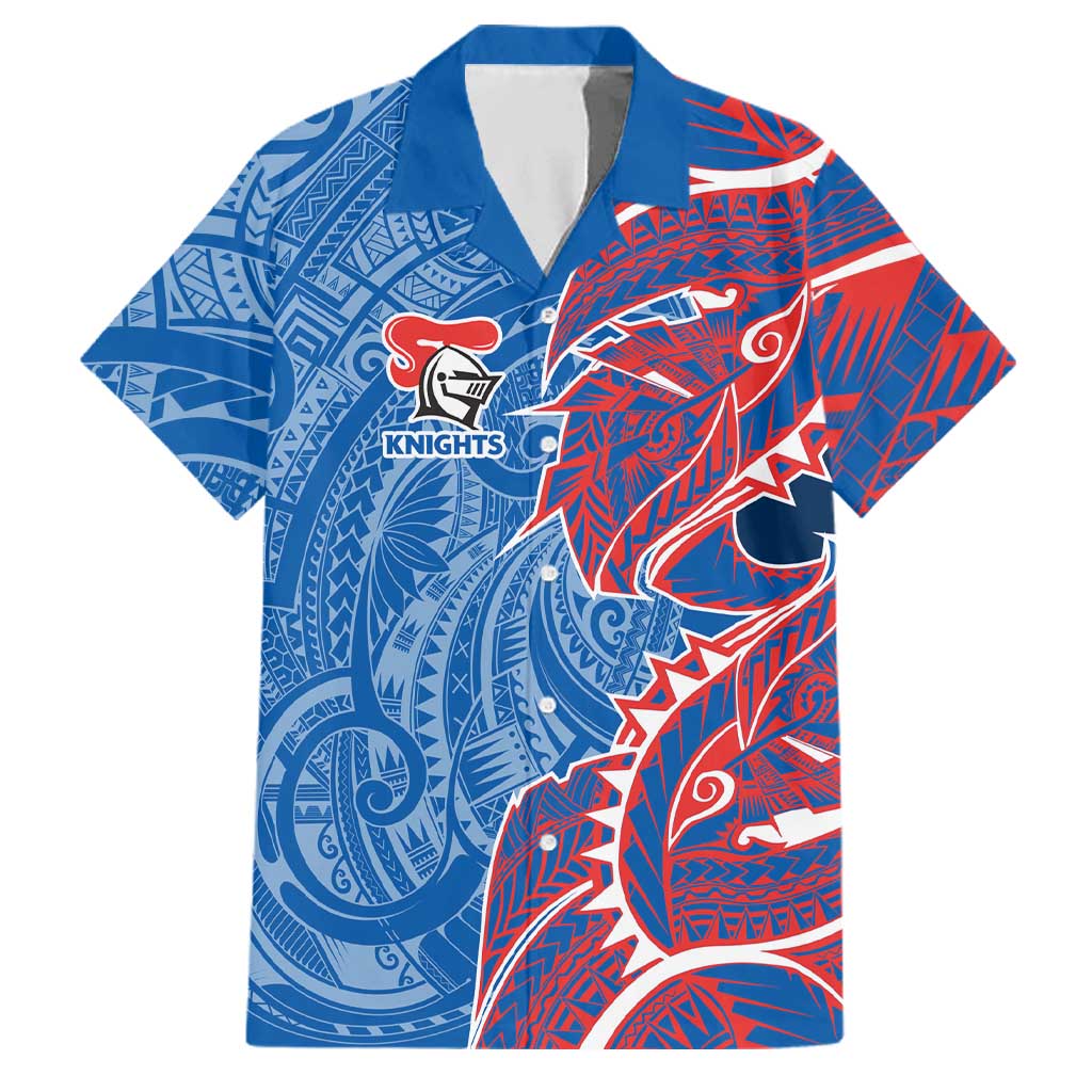 Newcastle Knights Family Matching Puletasi and Hawaiian Shirt Polynesian Tribal Tattoo Pacific Sport Art