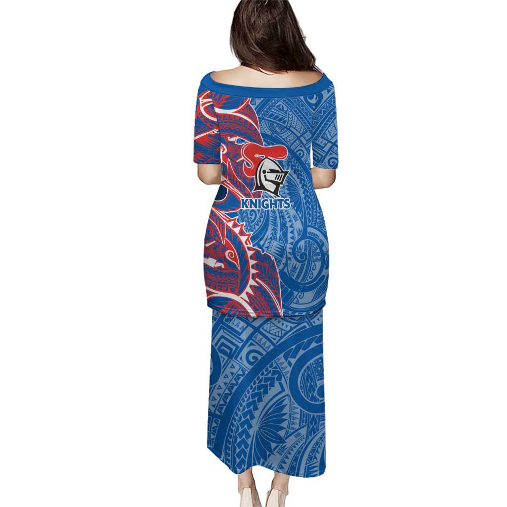 Newcastle Knights Family Matching Puletasi and Hawaiian Shirt Polynesian Tribal Tattoo Pacific Sport Art