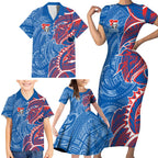 Newcastle Knights Family Matching Short Sleeve Bodycon Dress and Hawaiian Shirt Polynesian Tribal Tattoo Pacific Sport Art