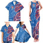 Newcastle Knights Family Matching Tank Maxi Dress and Hawaiian Shirt Polynesian Tribal Tattoo Pacific Sport Art