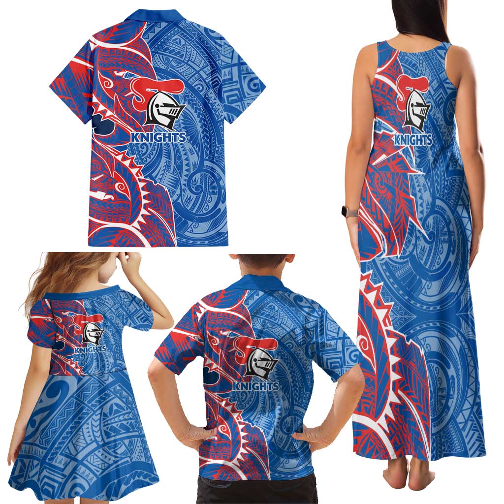 Newcastle Knights Family Matching Tank Maxi Dress and Hawaiian Shirt Polynesian Tribal Tattoo Pacific Sport Art
