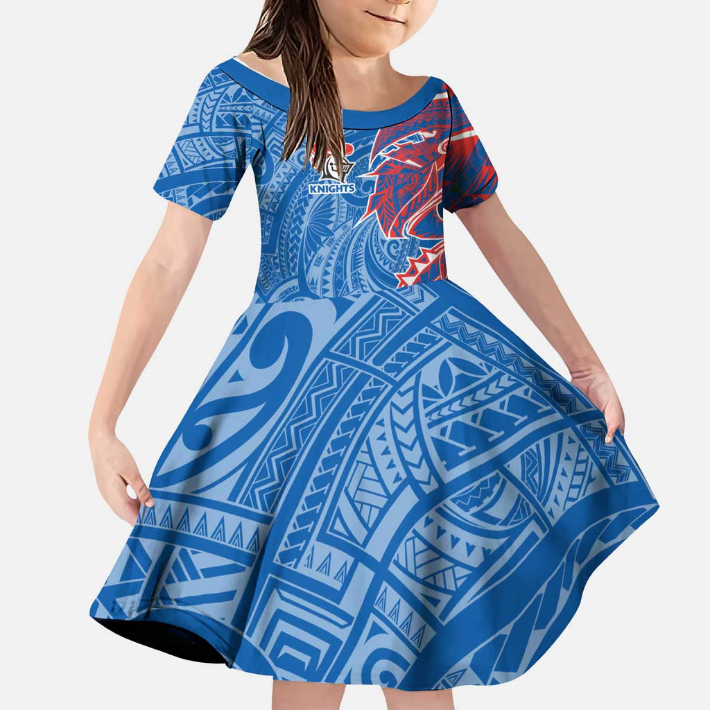 Newcastle Knights Kid Short Sleeve Dress Polynesian Tribal Tattoo Pacific Sport Art