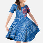 Newcastle Knights Kid Short Sleeve Dress Polynesian Tribal Tattoo Pacific Sport Art