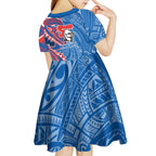 Newcastle Knights Kid Short Sleeve Dress Polynesian Tribal Tattoo Pacific Sport Art