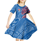 Newcastle Knights Kid Short Sleeve Dress Polynesian Tribal Tattoo Pacific Sport Art