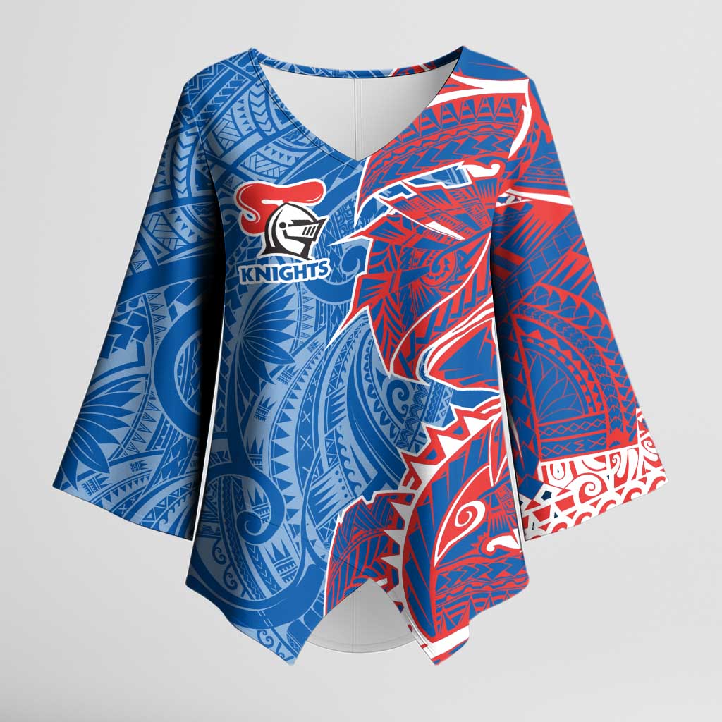 Newcastle Knights Kimono Sleeve Blouse Polynesian Tribal Tattoo Pacific Sport Art