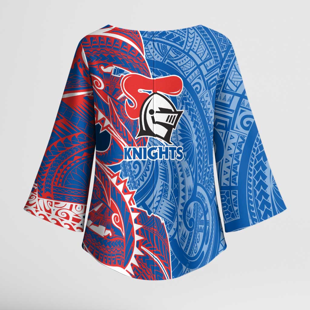Newcastle Knights Kimono Sleeve Blouse Polynesian Tribal Tattoo Pacific Sport Art