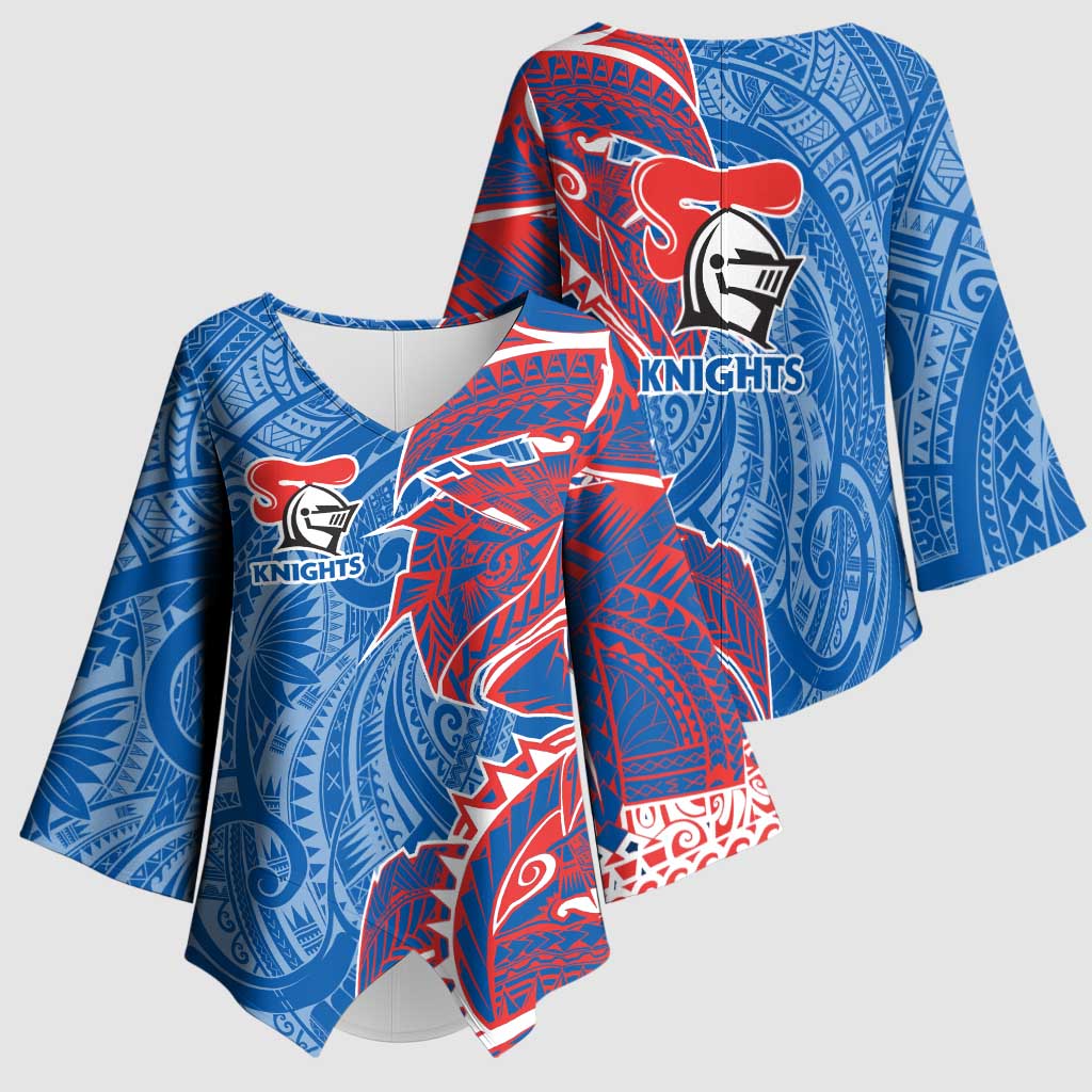 Newcastle Knights Kimono Sleeve Blouse Polynesian Tribal Tattoo Pacific Sport Art