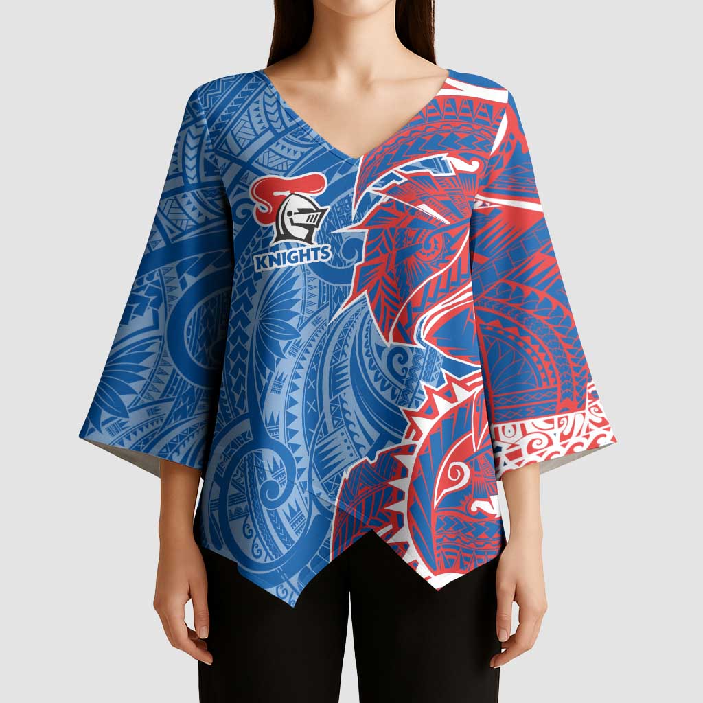 Newcastle Knights Kimono Sleeve Blouse Polynesian Tribal Tattoo Pacific Sport Art