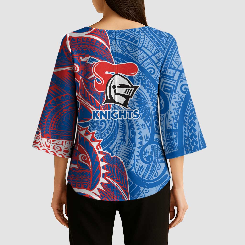 Newcastle Knights Kimono Sleeve Blouse Polynesian Tribal Tattoo Pacific Sport Art