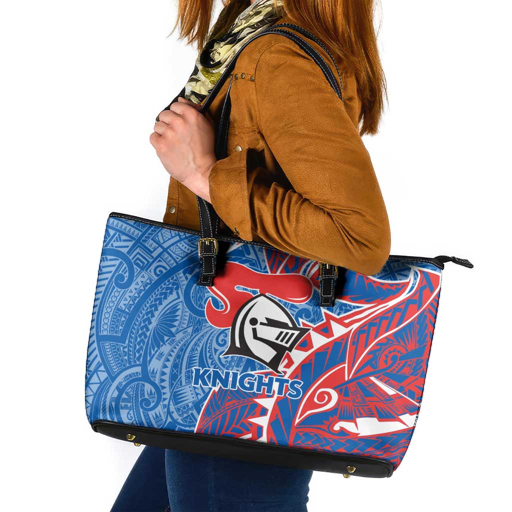 Newcastle Knights Leather Tote Bag Polynesian Tribal Tattoo Pacific Sport Art