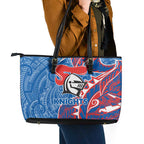 Newcastle Knights Leather Tote Bag Polynesian Tribal Tattoo Pacific Sport Art
