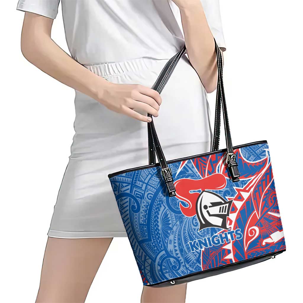 Newcastle Knights Leather Tote Bag Polynesian Tribal Tattoo Pacific Sport Art