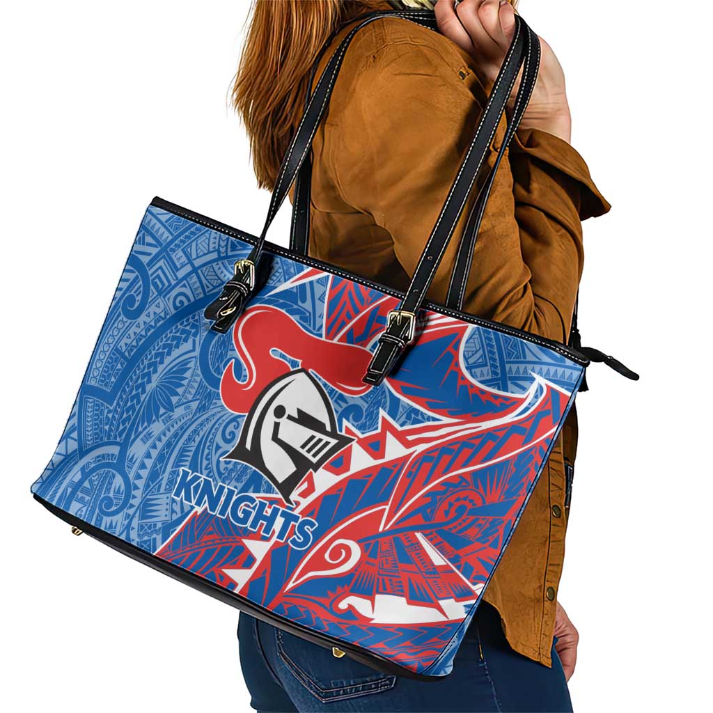 Newcastle Knights Leather Tote Bag Polynesian Tribal Tattoo Pacific Sport Art