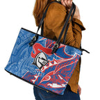 Newcastle Knights Leather Tote Bag Polynesian Tribal Tattoo Pacific Sport Art