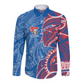 Newcastle Knights Long Sleeve Button Shirt Polynesian Tribal Tattoo Pacific Sport Art