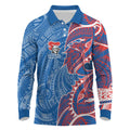 Newcastle Knights Long Sleeve Polo Shirt Polynesian Tribal Tattoo Pacific Sport Art