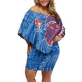 Newcastle Knights Off Shoulder Short Dress Polynesian Tribal Tattoo Pacific Sport Art